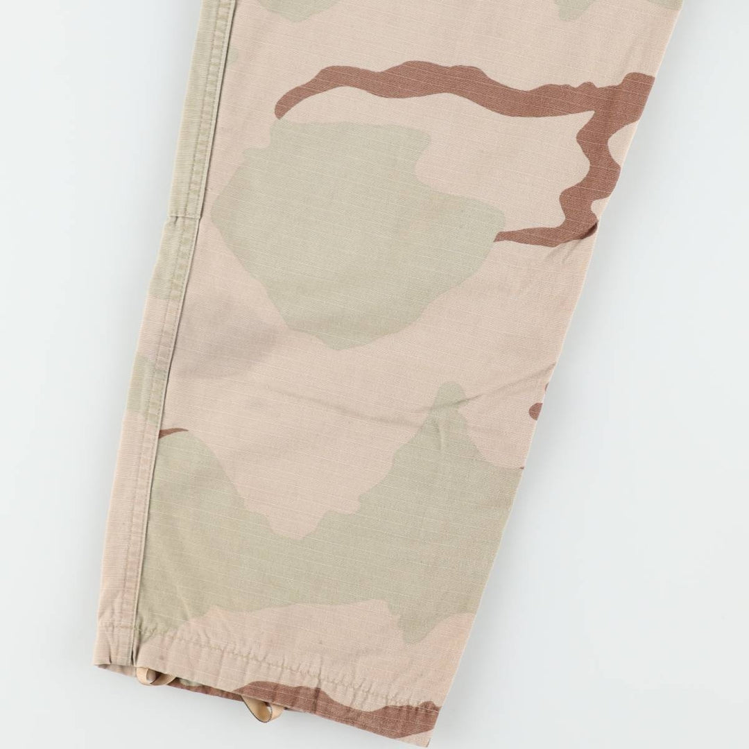 1990'S US Military Issue Camouflage Pattern 3C Desert Camo Ripstop Military Cargo Pants Combat Pants Made in USA Small-Short Nylon Beige type Vintage Second Hand
