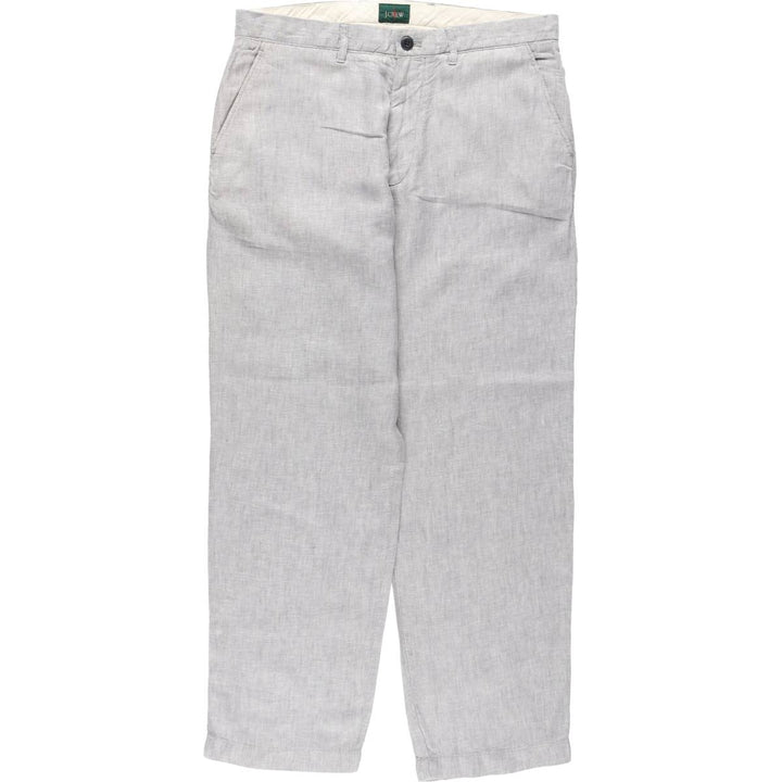 90'S J.Crew linen pants/slacks, men's size W34 (approx.), vintage. linen gray type Vintage Second Hand