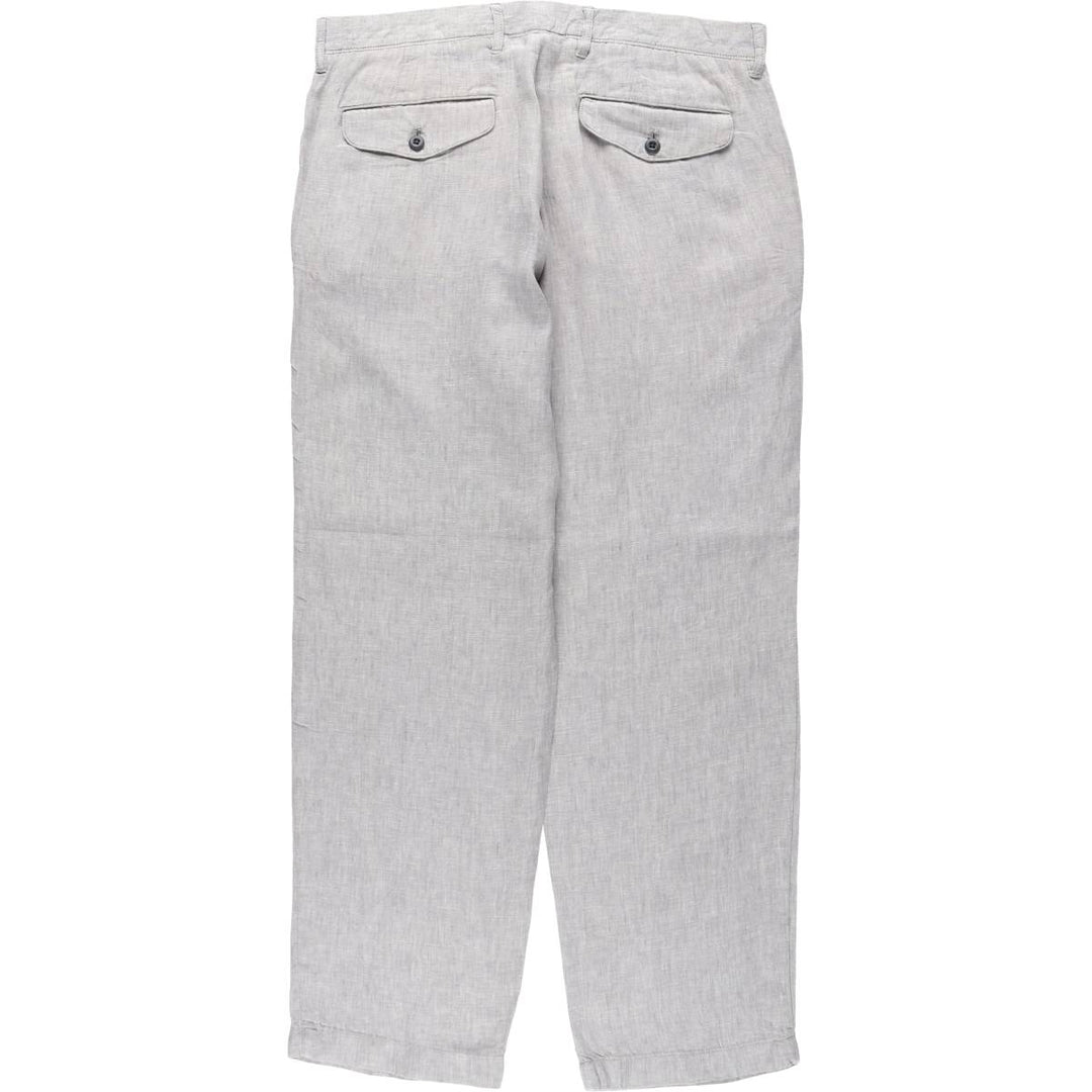 90'S J.Crew linen pants/slacks, men's size W34 (approx.), vintage. linen gray type Vintage Second Hand