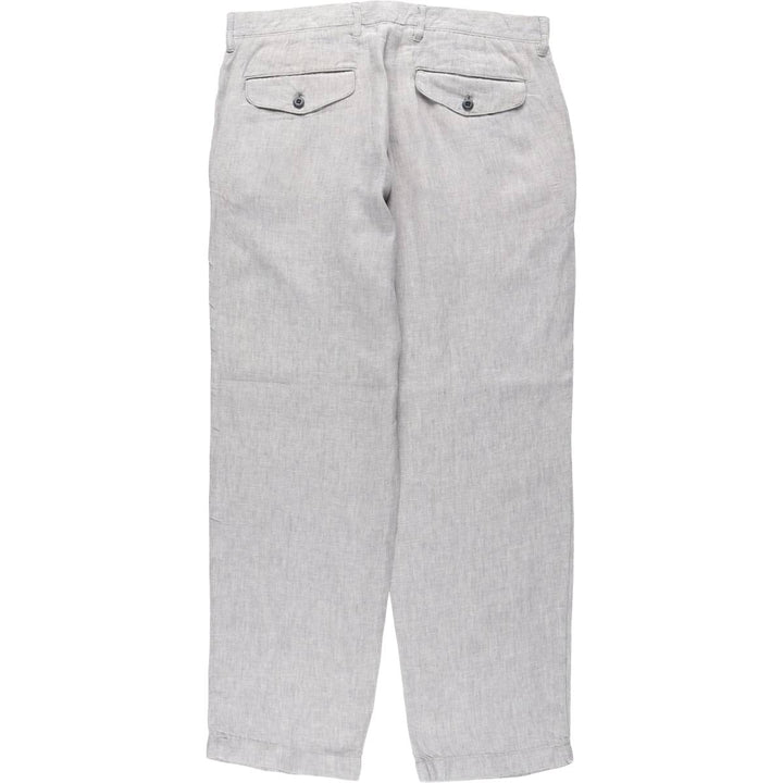 90'S J.Crew linen pants/slacks, men's size W34 (approx.), vintage. linen gray type Vintage Second Hand