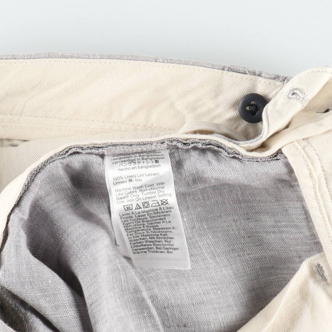 90'S J.Crew linen pants/slacks, men's size W34 (approx.), vintage. linen gray type Vintage Second Hand