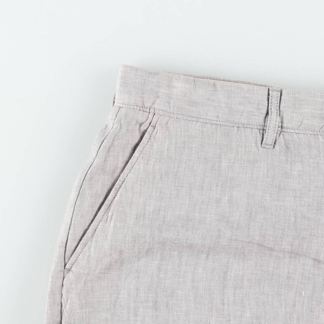 90'S J.Crew linen pants/slacks, men's size W34 (approx.), vintage. linen gray type Vintage Second Hand