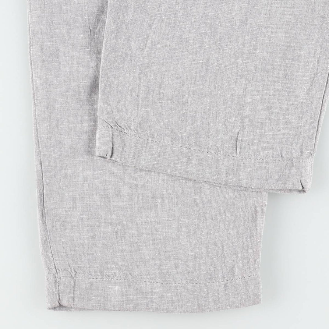90'S J.Crew linen pants/slacks, men's size W34 (approx.), vintage. linen gray type Vintage Second Hand