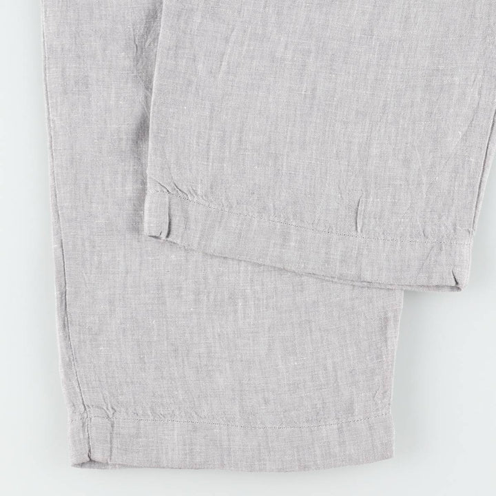 90'S J.Crew linen pants/slacks, men's size W34 (approx.), vintage. linen gray type Vintage Second Hand