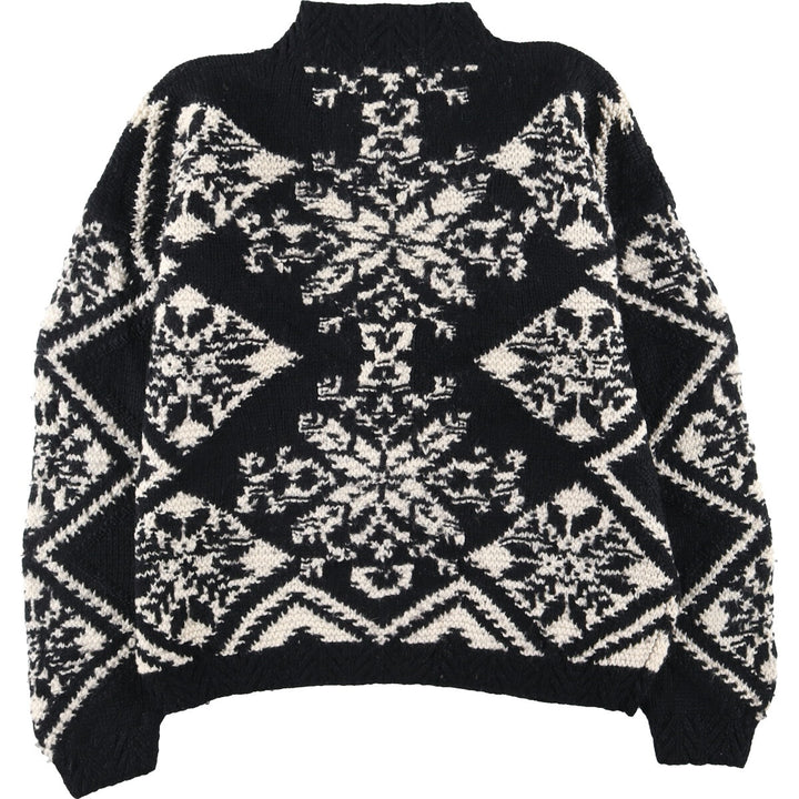 CAPEISLE KNITTERS HAND KNIT Hand-knitted all-over print high-neck Nordic sweater for women L /eaa386085