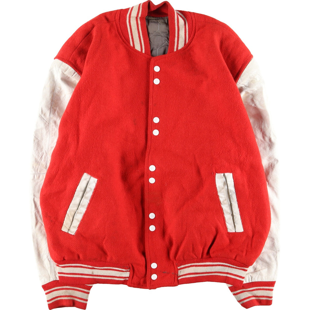 80s-90'S Leather Sleeve Wool Stadium Jacket Award Jacket Varsity Jacket Men's XL Vintage /eaa386131