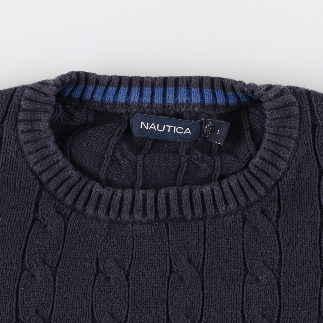 NAUTICA Cable Knit Cotton Sweater Men's L /eaa386180