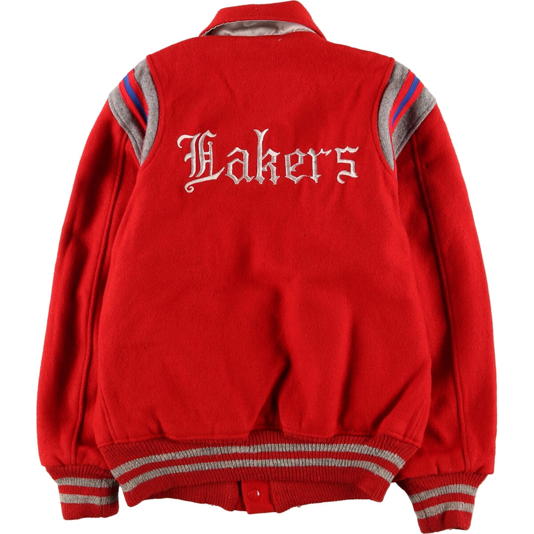 Back embroidery, reversible nylon x wool varsity jacket with collar, award jacket, varsity jacket, men's M /eaa386284