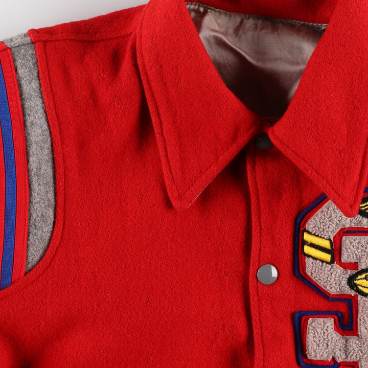 Back embroidery, reversible nylon x wool varsity jacket with collar, award jacket, varsity jacket, men's M /eaa386284