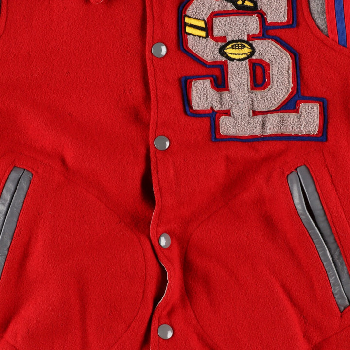 Back embroidery, reversible nylon x wool varsity jacket with collar, award jacket, varsity jacket, men's M /eaa386284