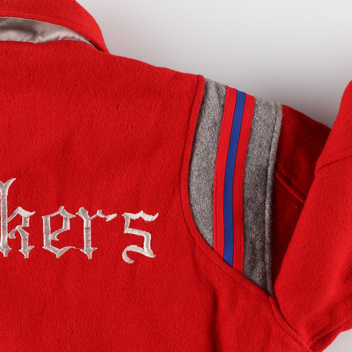 Back embroidery, reversible nylon x wool varsity jacket with collar, award jacket, varsity jacket, men's M /eaa386284