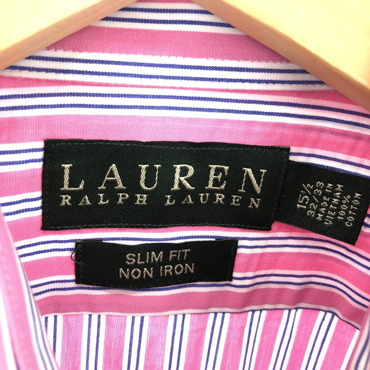 Ralph Lauren SLIM FIT NON IRON long sleeve cotton striped shirt women's XL /eaa386376