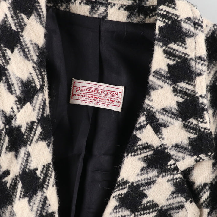70'S Pendleton Houndstooth Pattern Wool Tailored Jacket Made in USA Women's L Vintage /eaa386703