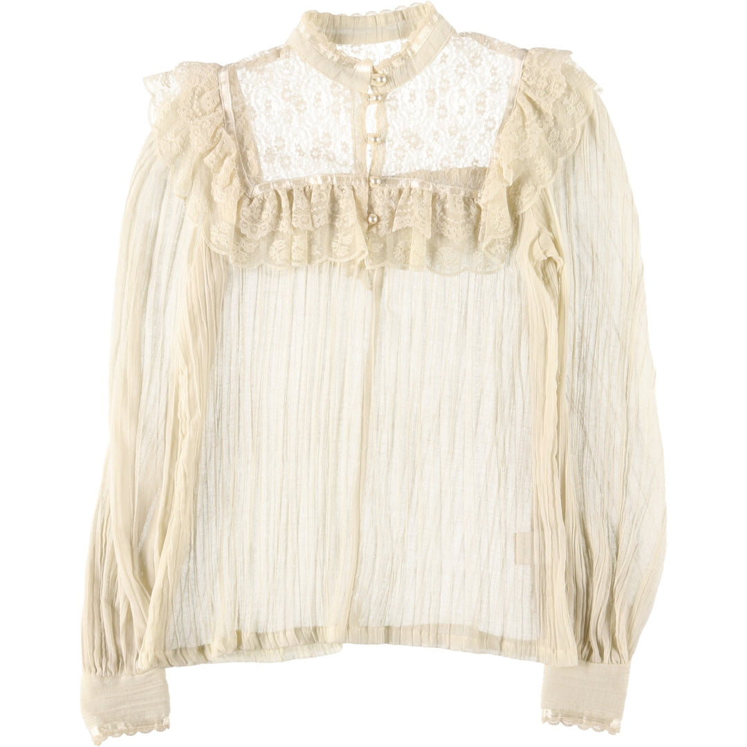 70'S GUNNE SAX Long Sleeve See-Through Stand Collar Blouse Women's S Vintage /eaa386721