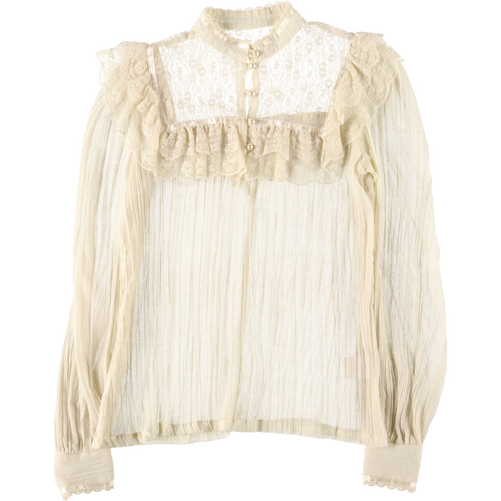 70'S GUNNE SAX Long Sleeve See-Through Stand Collar Blouse Women's S Vintage /eaa386721