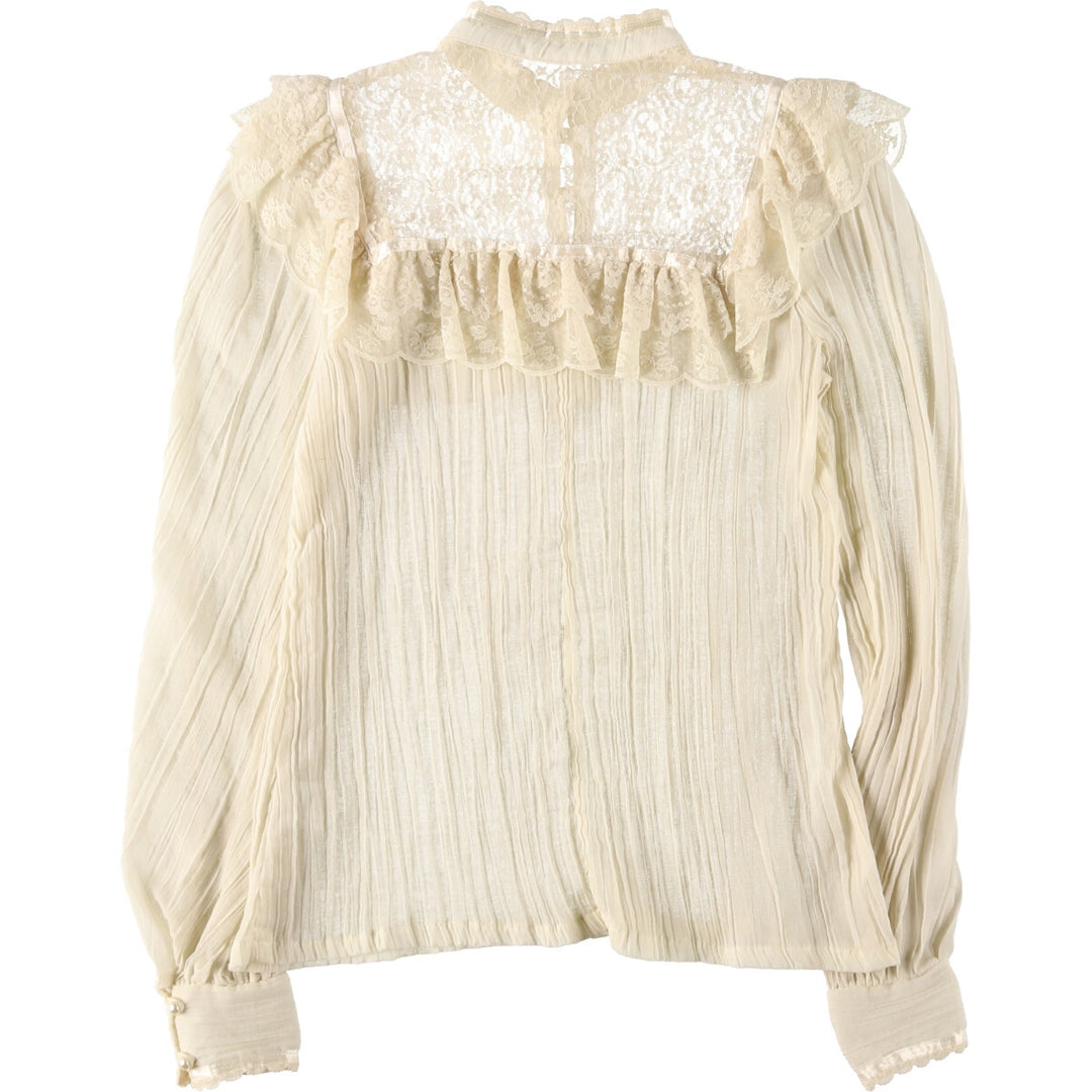 70'S GUNNE SAX Long Sleeve See-Through Stand Collar Blouse Women's S Vintage /eaa386721