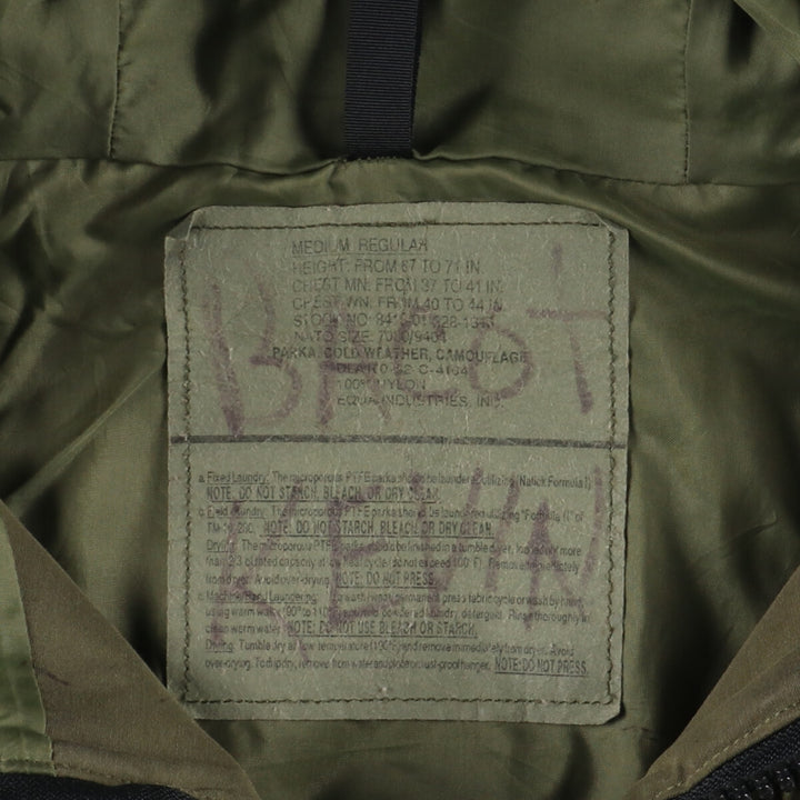 1992 delivery, genuine US military item, ECWCS 1st GEN, mid-term camouflage pattern, military Gore-Tex parka, made in USA, MEDIUM REGULAR, men's M /eaa387133