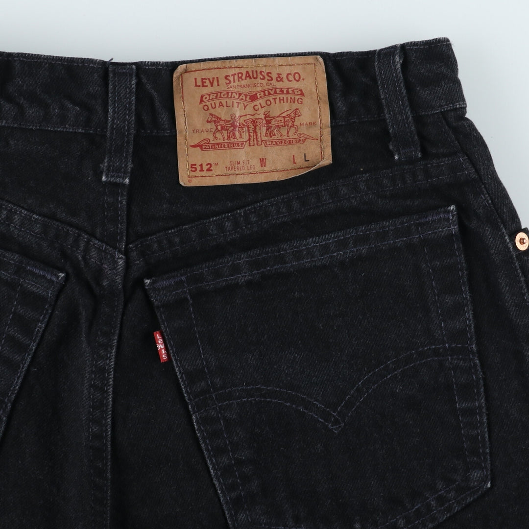 90'S Levi's 512 SLIM FIT TAPERED LEG Black Jeans Tapered Denim Pants Made in USA Women's L Vintage /eaa387377