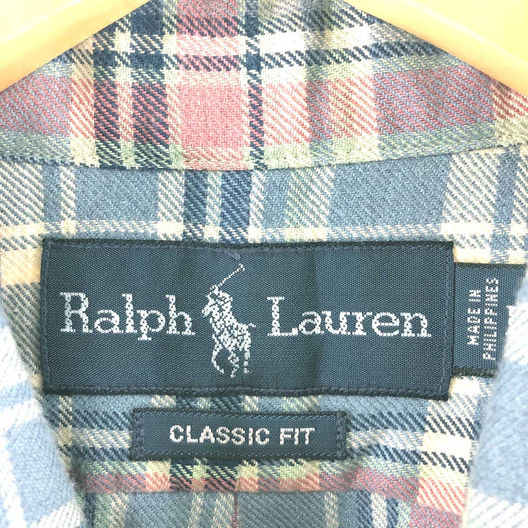 Ralph Lauren Classic Fit Check Pattern Long Sleeve Button Down Light Flannel Shirt Men's XL /eaa387381