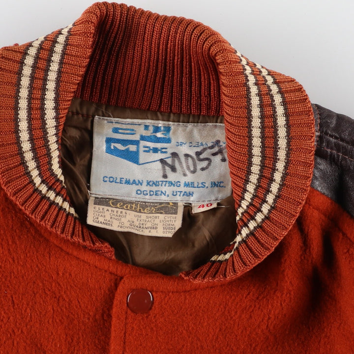 70'S Leather Sleeve Wool Stadium Jacket Award Jacket Varsity Jacket Men's M Vintage /eaa387532
