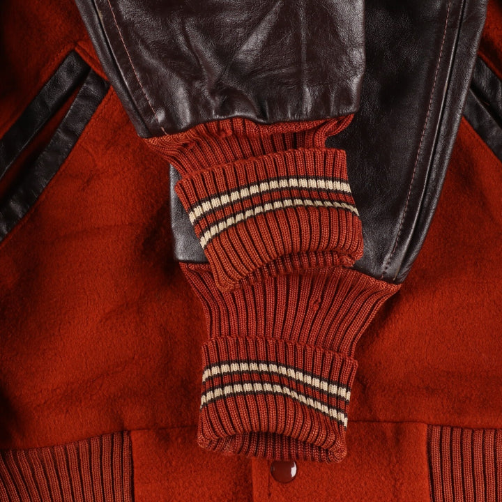 70'S Leather Sleeve Wool Stadium Jacket Award Jacket Varsity Jacket Men's M Vintage /eaa387532