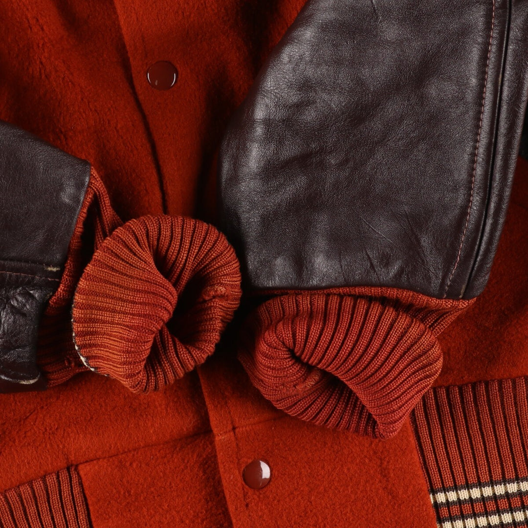 70'S Leather Sleeve Wool Stadium Jacket Award Jacket Varsity Jacket Men's M Vintage /eaa387532