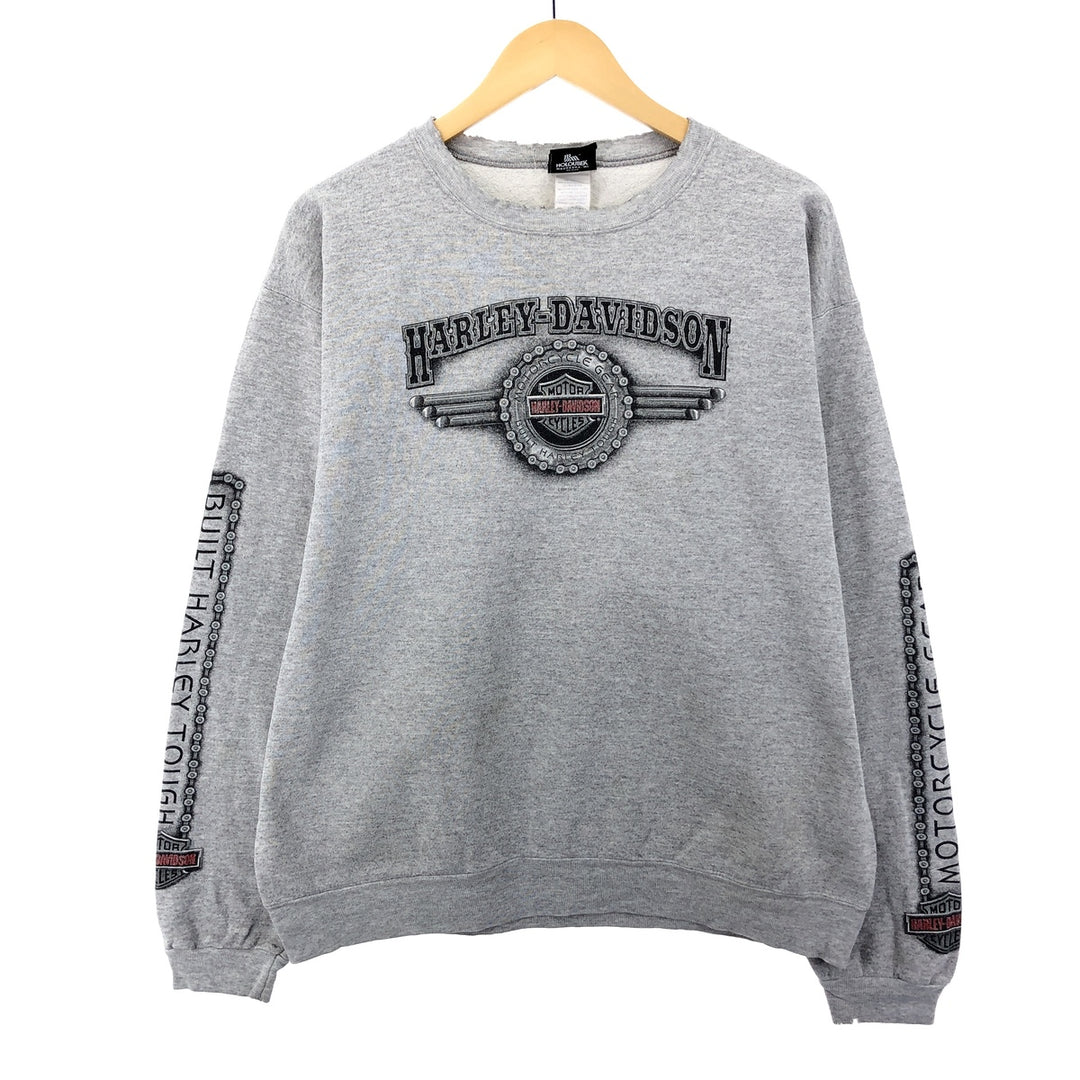 Harley-Davidson Sleeve Print Double-Sided Print Sweatshirt Trainer Men's L /eaa387651