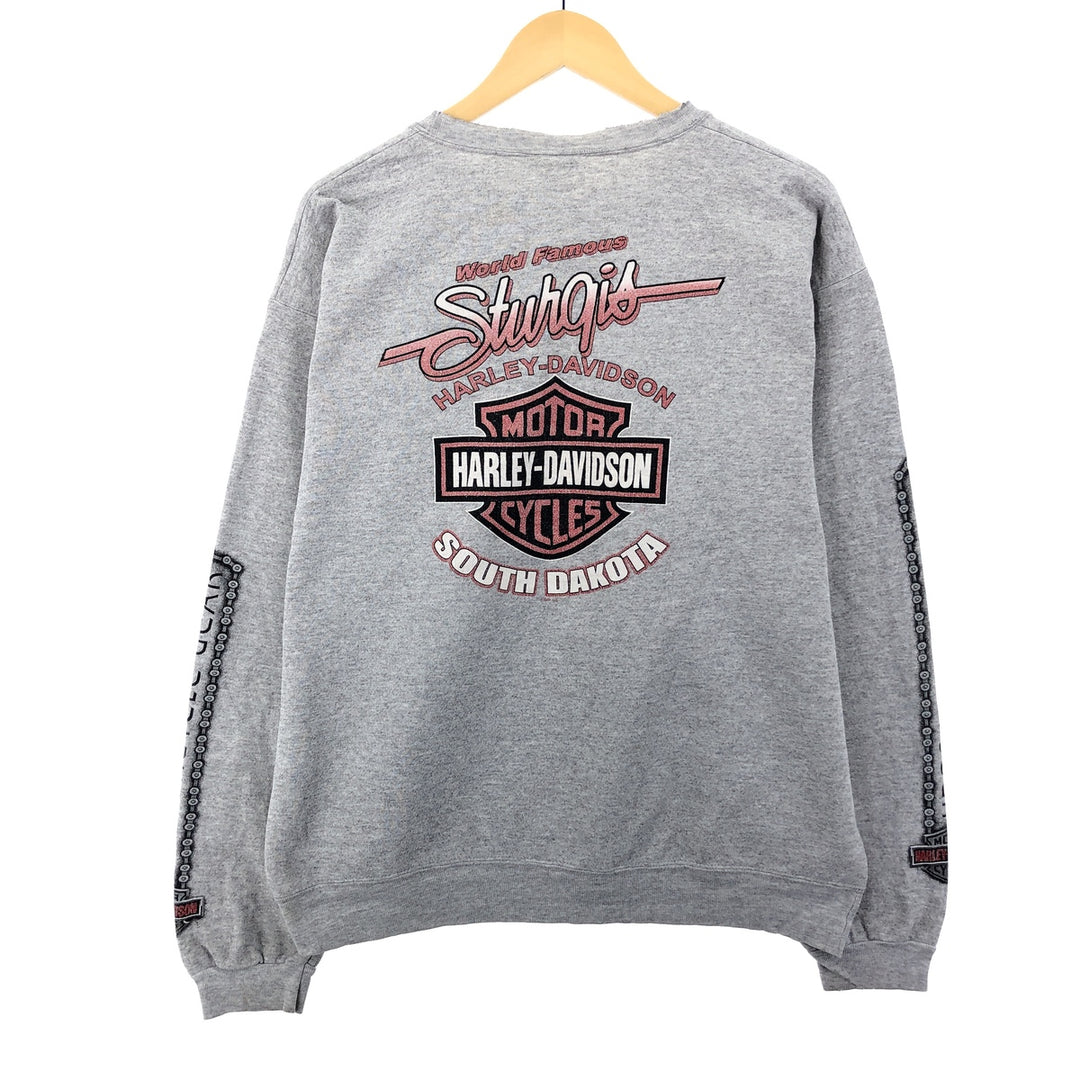 Harley-Davidson Sleeve Print Double-Sided Print Sweatshirt Trainer Men's L /eaa387651