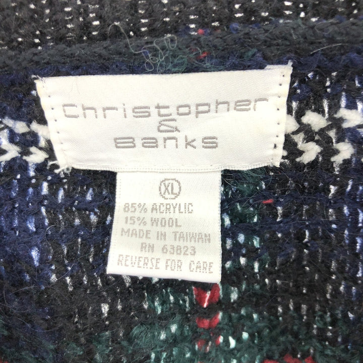 CHRISTOPHER BANKS Check Pattern Acrylic Knit Cardigan Women's XL /eaa387693