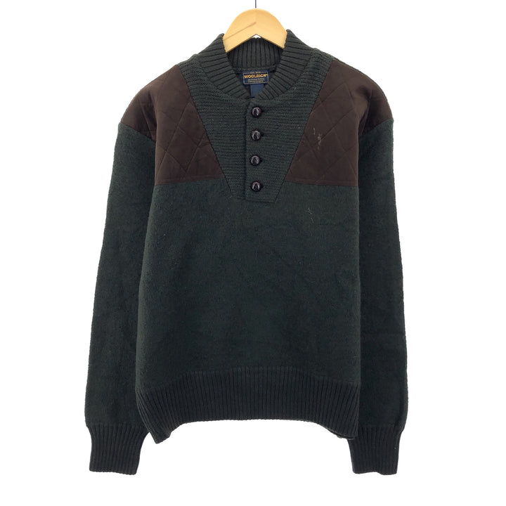 WOOLRICH Wool knit half button sweater with shoulder patch Men's L /eaa387779