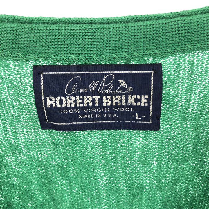 80'S ~ Arnold Palmer Robert Bruce wool knit cardigan made in USA men's L vintage / eaa387917