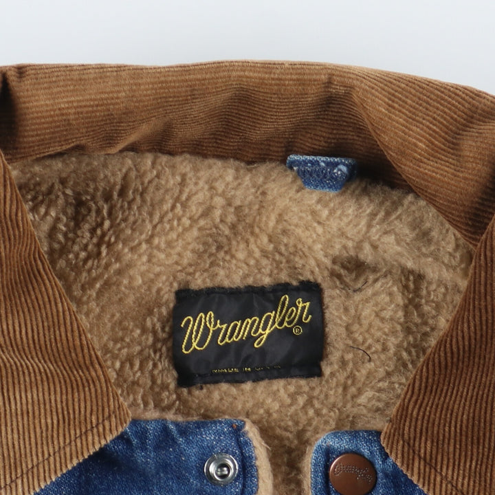 70'S Wrangler Hand Painted Ranch Coat Denim Boa Jacket Made in USA Men's M Vintage /eaa387942