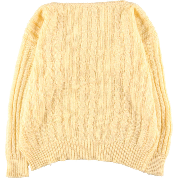 Boat neck cable knit mohair knit sweater women's XL vintage /eaa387973