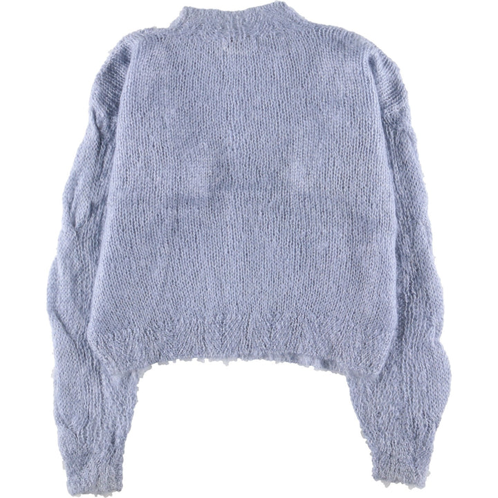 90'S NELL FLOWERS mock neck cable knit mohair x acrylic knit sweater women's M vintage /eaa387974