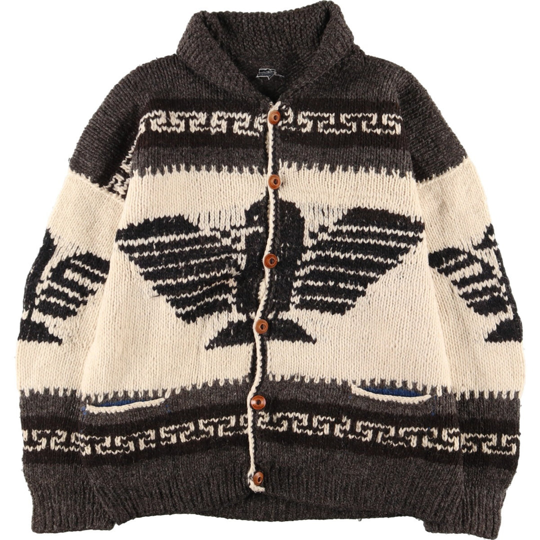 All-over Thunderbird Pattern Ecuadorian knit cardigan, men's XL /eaa388327