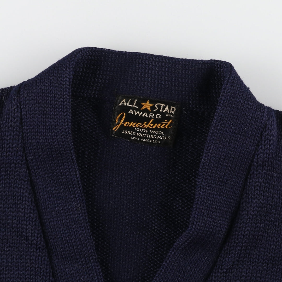 60'S ALLSTAR Wool Lettered Knit Cardigan Men's M Vintage /eaa388367