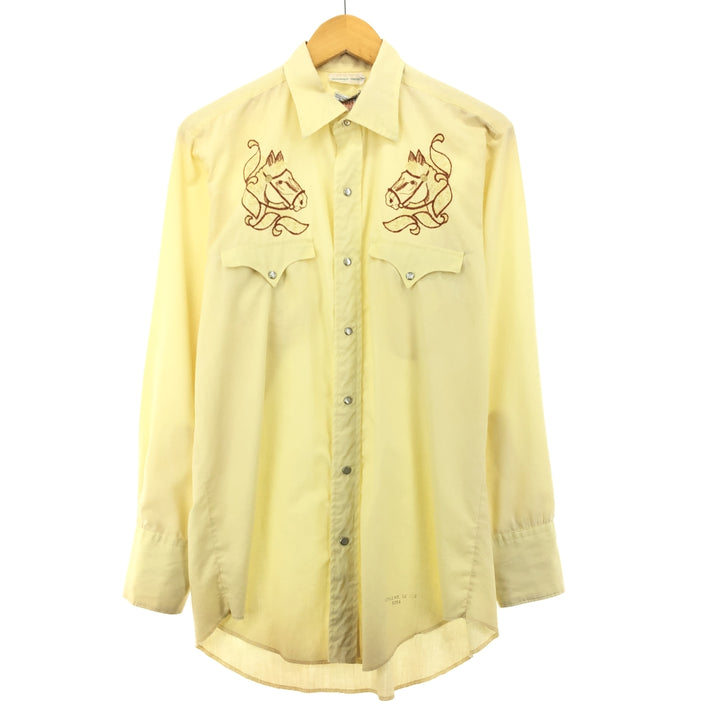 70'S KARMAN Long Sleeve Western Shirt Men's M Vintage /eaa388512