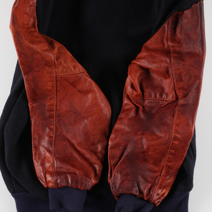 90'S HOLLOWAY Leather Sleeve Wool Varsity Jacket Award Jacket Varsity Jacket Made in USA Men's M Vintage /eaa388516