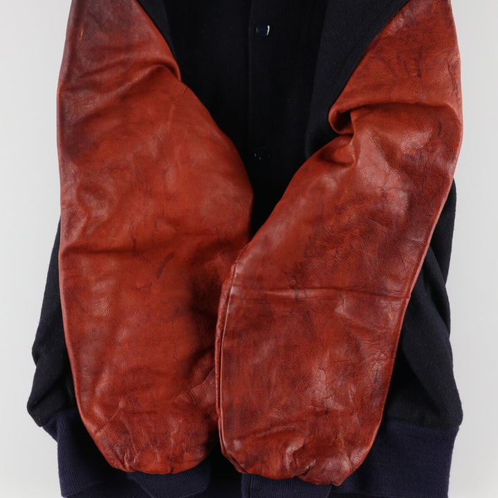 90'S HOLLOWAY Leather Sleeve Wool Varsity Jacket Award Jacket Varsity Jacket Made in USA Men's M Vintage /eaa388516