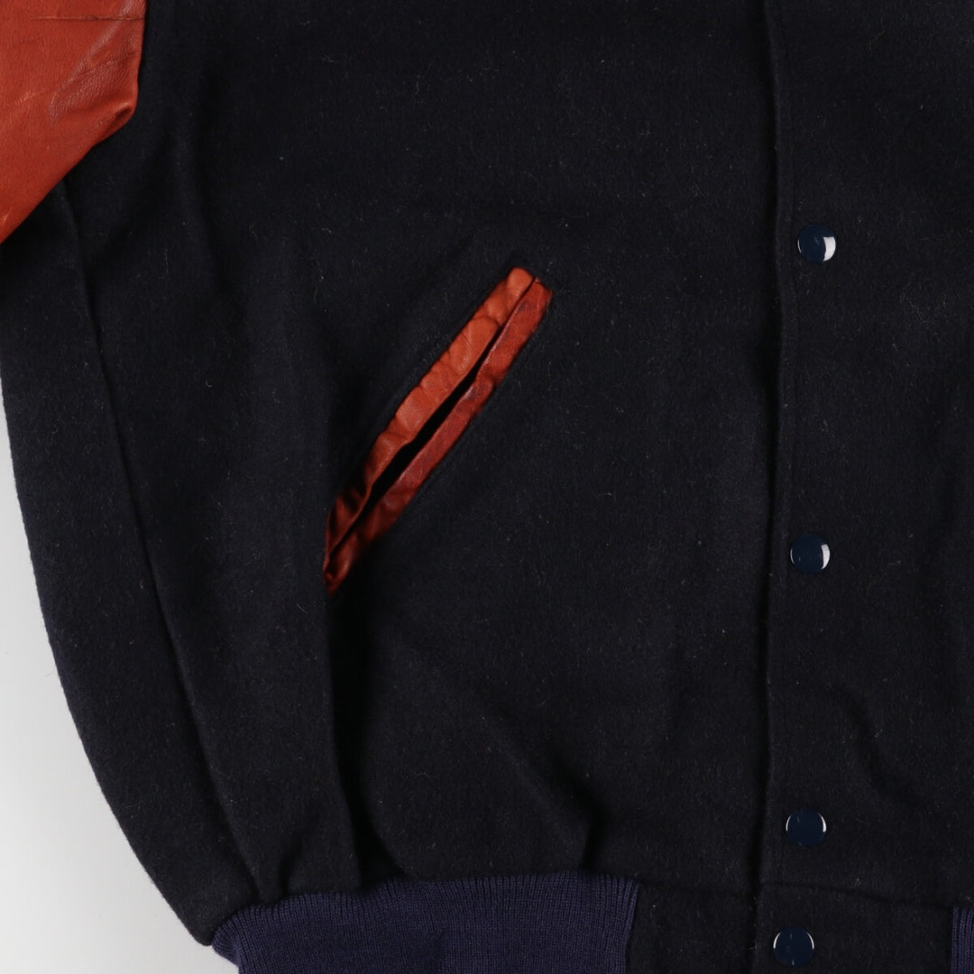 90'S HOLLOWAY Leather Sleeve Wool Varsity Jacket Award Jacket Varsity Jacket Made in USA Men's M Vintage /eaa388516