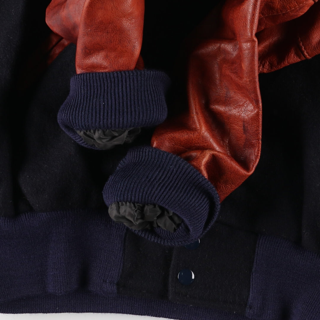 90'S HOLLOWAY Leather Sleeve Wool Varsity Jacket Award Jacket Varsity Jacket Made in USA Men's M Vintage /eaa388516