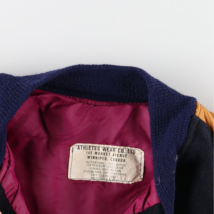 ~80'S ATHLETES WEAR CO Leather Sleeve Wool Stadium Jacket Award Jacket Varsity Jacket Men's L Vintage /eaa388520