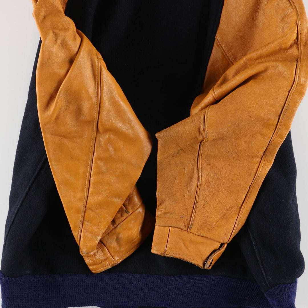 ~80'S ATHLETES WEAR CO Leather Sleeve Wool Stadium Jacket Award Jacket Varsity Jacket Men's L Vintage /eaa388520