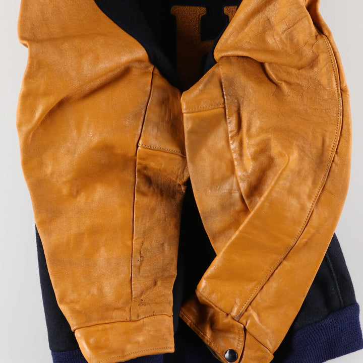 ~80'S ATHLETES WEAR CO Leather Sleeve Wool Stadium Jacket Award Jacket Varsity Jacket Men's L Vintage /eaa388520