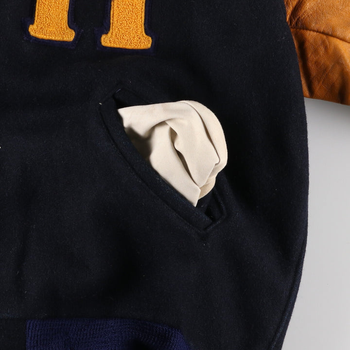 ~80'S ATHLETES WEAR CO Leather Sleeve Wool Stadium Jacket Award Jacket Varsity Jacket Men's L Vintage /eaa388520