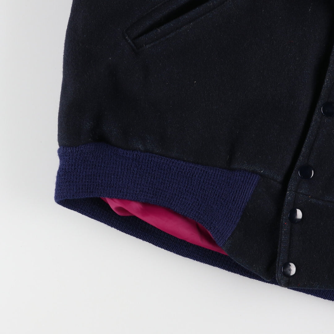 ~80'S ATHLETES WEAR CO Leather Sleeve Wool Stadium Jacket Award Jacket Varsity Jacket Men's L Vintage /eaa388520