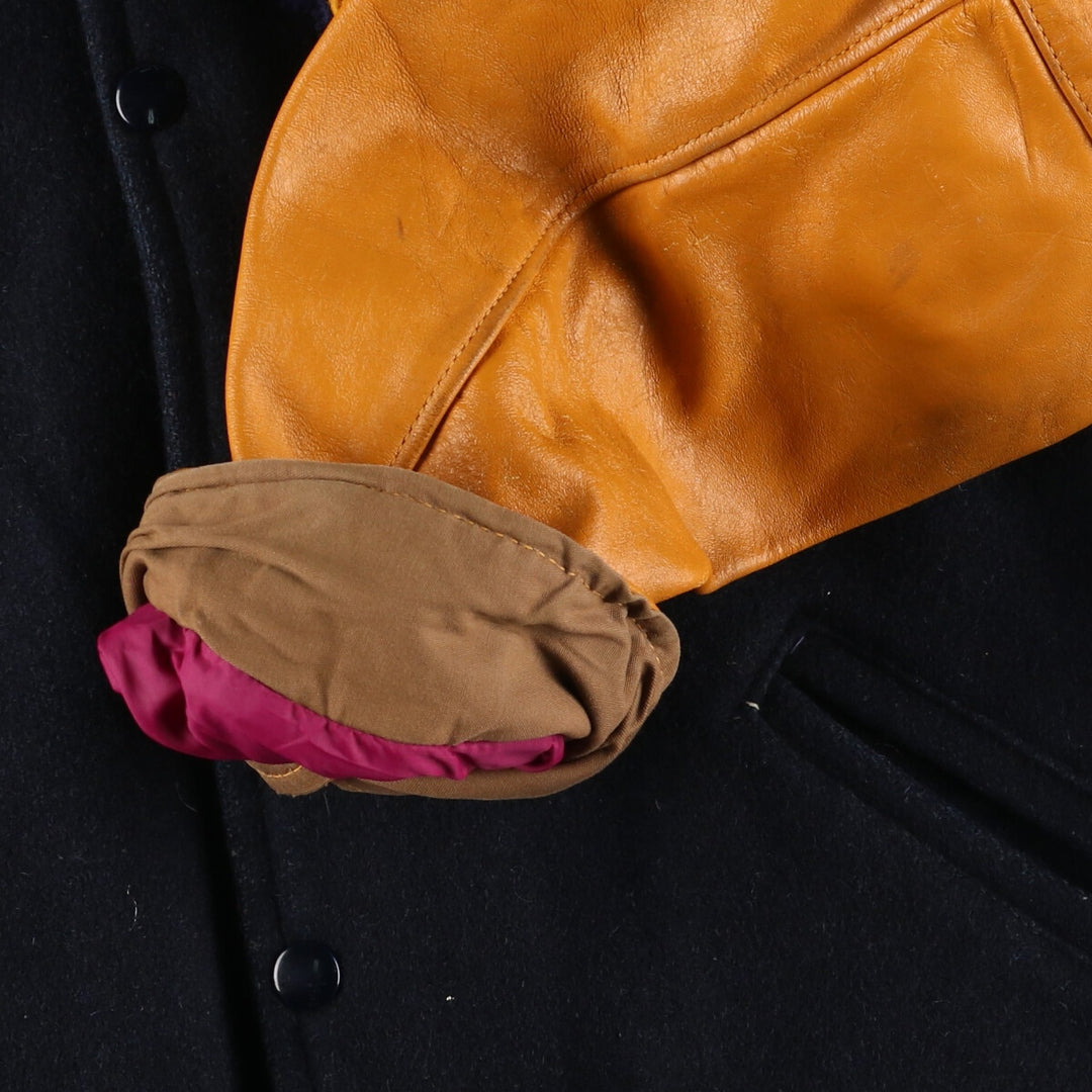 ~80'S ATHLETES WEAR CO Leather Sleeve Wool Stadium Jacket Award Jacket Varsity Jacket Men's L Vintage /eaa388520