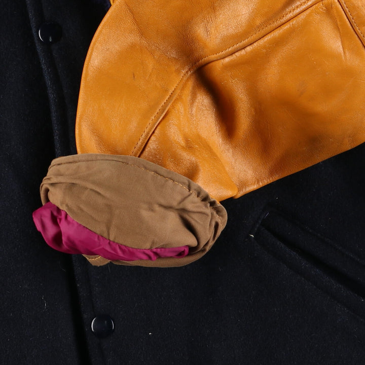 ~80'S ATHLETES WEAR CO Leather Sleeve Wool Stadium Jacket Award Jacket Varsity Jacket Men's L Vintage /eaa388520