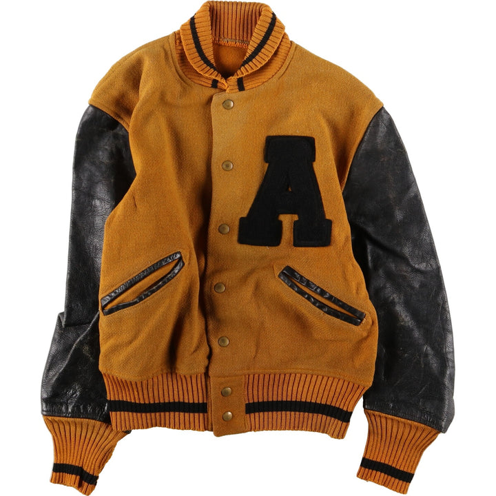 50s-60'S WOODS Leather Sleeve Wool Varsity Jacket Award Jacket Varsity Jacket Men's S Vintage /eaa388521