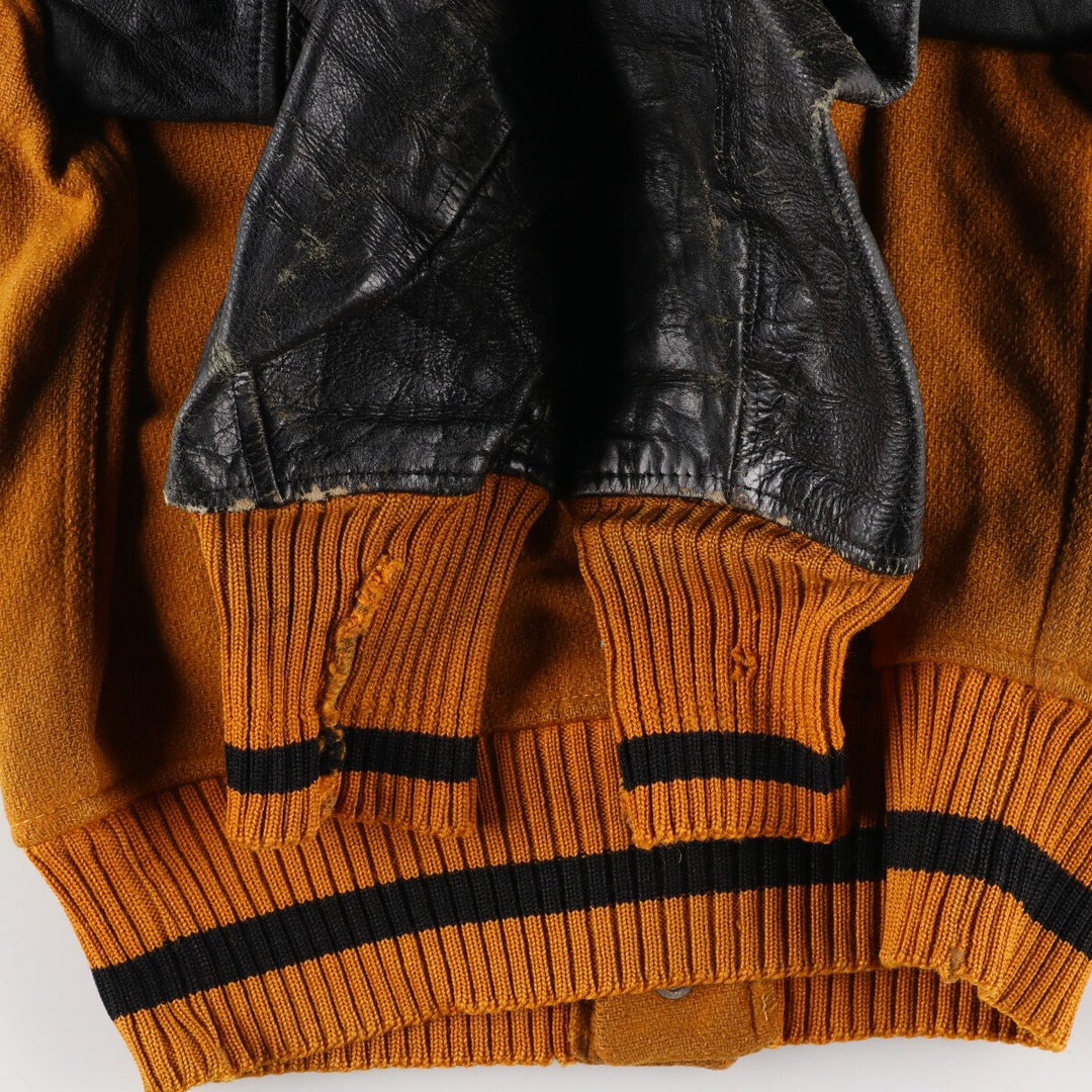 50s-60'S WOODS Leather Sleeve Wool Varsity Jacket Award Jacket Varsity Jacket Men's S Vintage /eaa388521